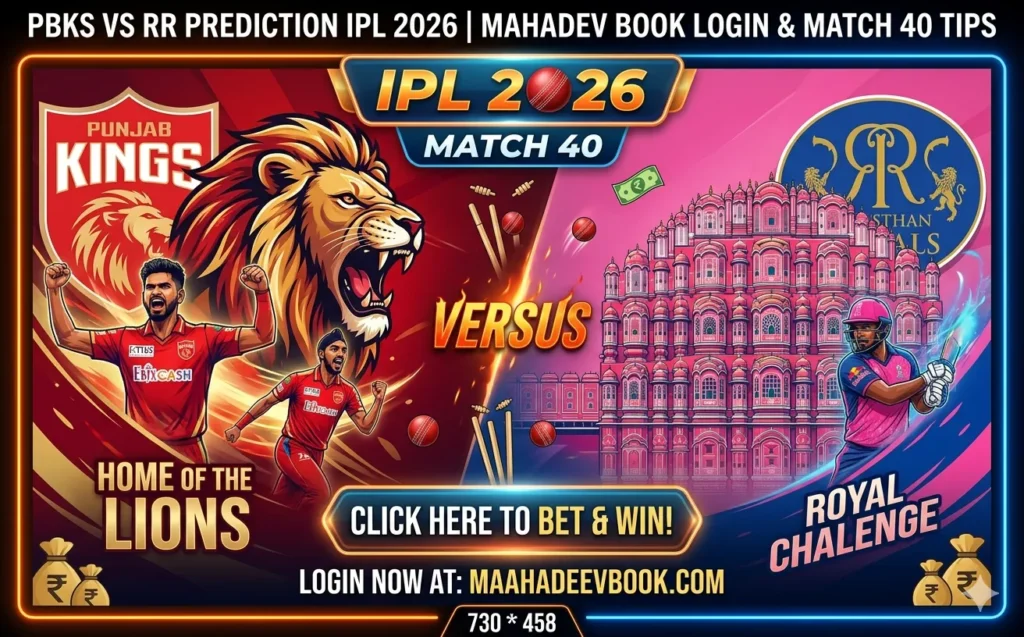 PBKS vs RR Prediction IPL 2026 Mahadev Book Login & Match 40 Tips