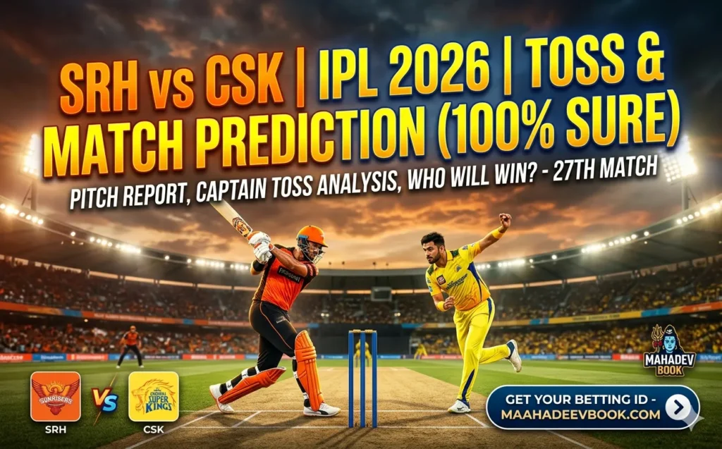 SRH vs CSK Toss & Match Prediction (100% Sure), Pitch Report, Captain Toss Analysis, Who will win today’s IPL Match? – 27th Match IPL 2026