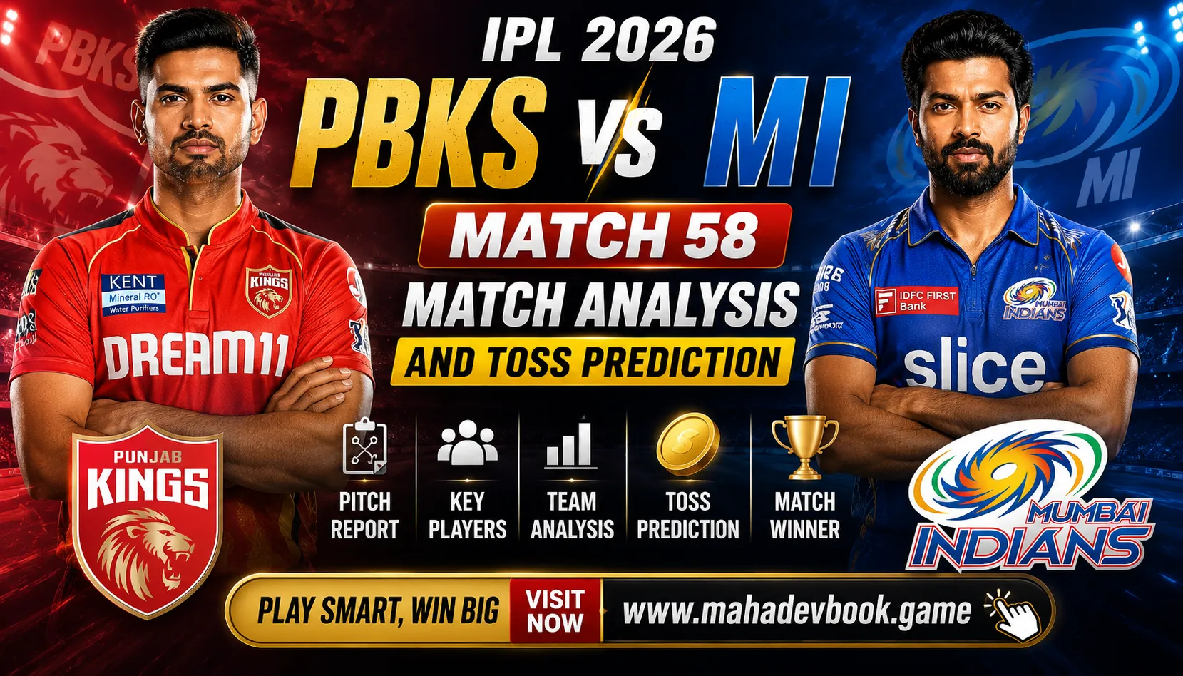 Read more about the article IPL 2026: PBKS vs MI, Match 58 – Match Analysis and Toss Prediction