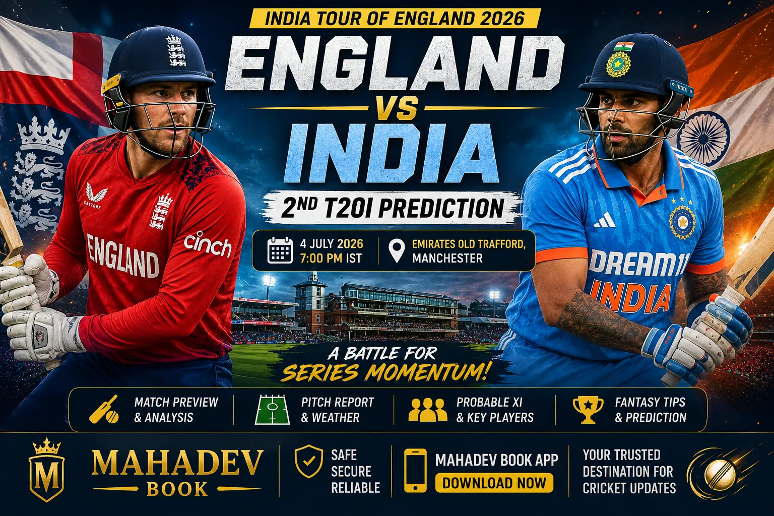 Read more about the article India Tour of England 2026: Complete Series Preview, Schedule & Squads | Mahadev Book