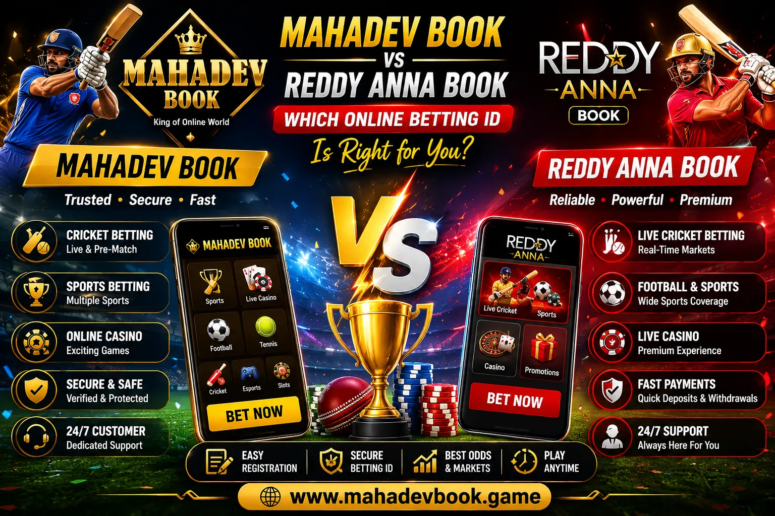 Read more about the article Mahadev Book vs Reddy Anna Book: Which Online Betting ID Is Right for You?