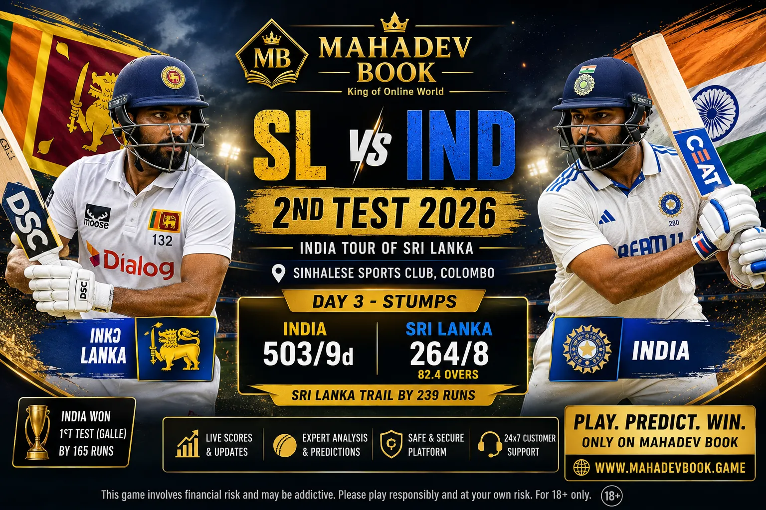 Read more about the article Sri Lanka vs India 2nd Test 2026: India Dominate in Colombo as Match Moves Toward a Decisive Finish
