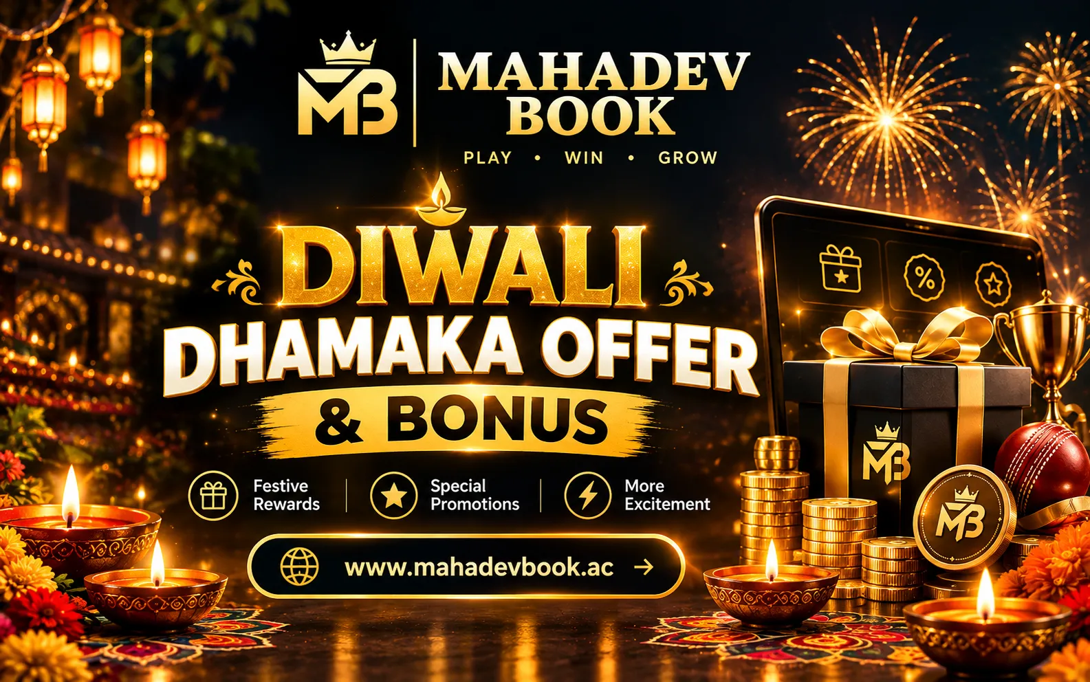 Read more about the article Mahadev Book Diwali Dhamaka Offer 2026 – Festive Bonuses, Promotions & Complete Guide